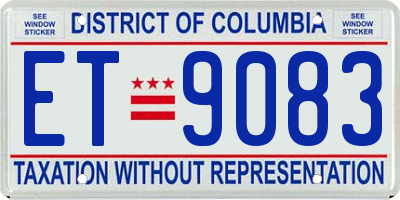 DC license plate ET9083