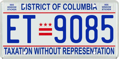 DC license plate ET9085