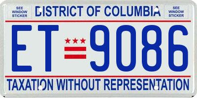 DC license plate ET9086