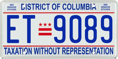 DC license plate ET9089