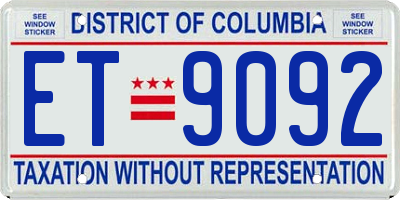 DC license plate ET9092