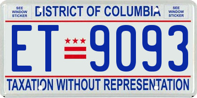 DC license plate ET9093