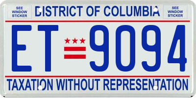 DC license plate ET9094