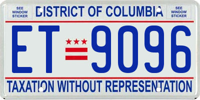 DC license plate ET9096