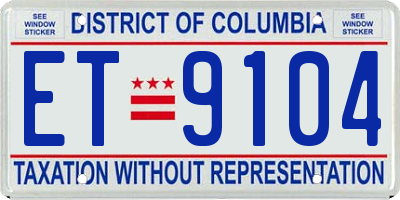 DC license plate ET9104