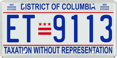 DC license plate ET9113
