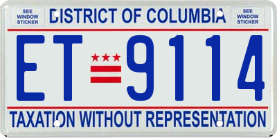 DC license plate ET9114