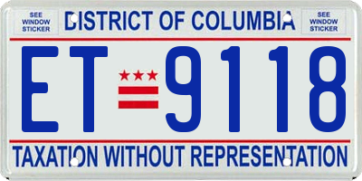 DC license plate ET9118