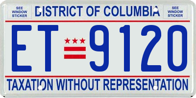 DC license plate ET9120