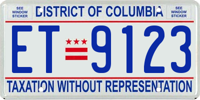 DC license plate ET9123