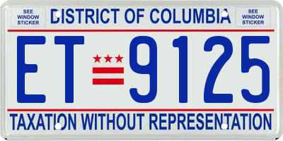 DC license plate ET9125
