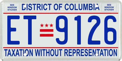 DC license plate ET9126