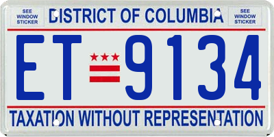 DC license plate ET9134
