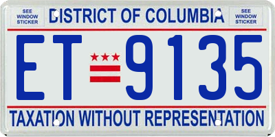 DC license plate ET9135