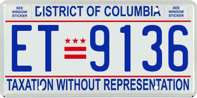 DC license plate ET9136