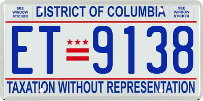 DC license plate ET9138