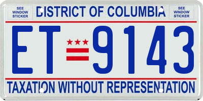 DC license plate ET9143