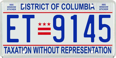 DC license plate ET9145