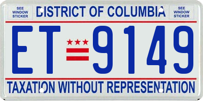 DC license plate ET9149