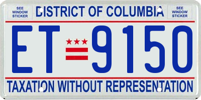 DC license plate ET9150