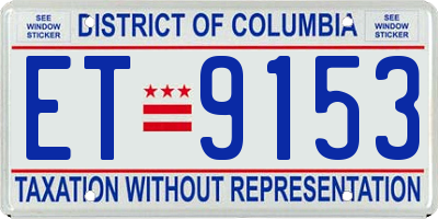 DC license plate ET9153