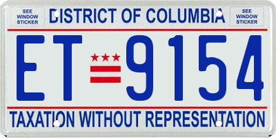 DC license plate ET9154