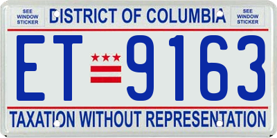 DC license plate ET9163
