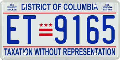 DC license plate ET9165