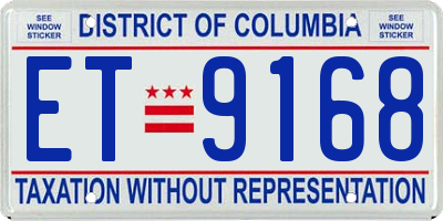 DC license plate ET9168
