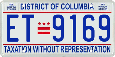 DC license plate ET9169