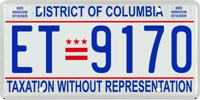 DC license plate ET9170