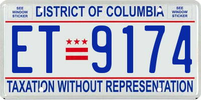 DC license plate ET9174