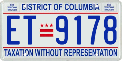 DC license plate ET9178