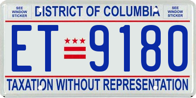 DC license plate ET9180