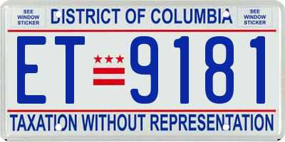 DC license plate ET9181