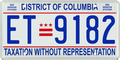 DC license plate ET9182
