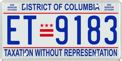 DC license plate ET9183