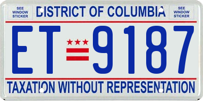 DC license plate ET9187