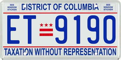 DC license plate ET9190