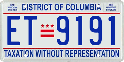 DC license plate ET9191