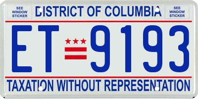 DC license plate ET9193