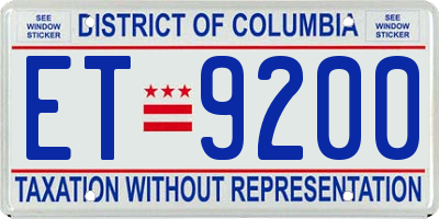 DC license plate ET9200