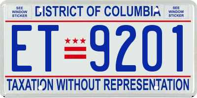 DC license plate ET9201