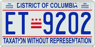 DC license plate ET9202