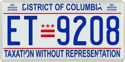 DC license plate ET9208
