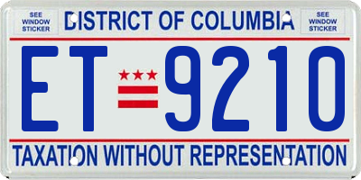DC license plate ET9210