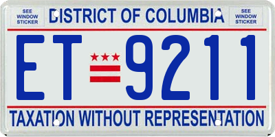 DC license plate ET9211