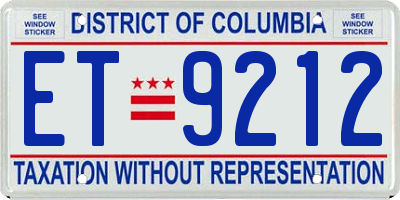 DC license plate ET9212