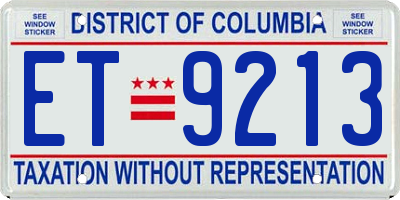 DC license plate ET9213