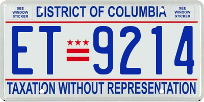 DC license plate ET9214